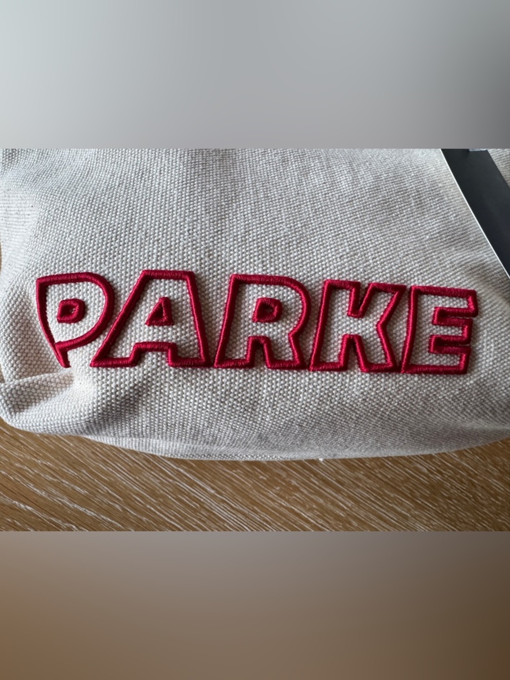 Parke x Target - Mini Canvas Tote Bag in Natural Cream with Red Embroidered Logo - Picture 3 of 16